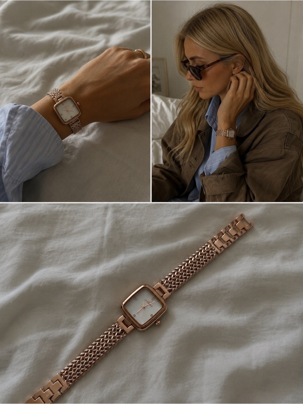 Women’s Rose Gold Square Watch White Dial Luxury Mesh Band Elegant Waterproof - Picture 6 of 6